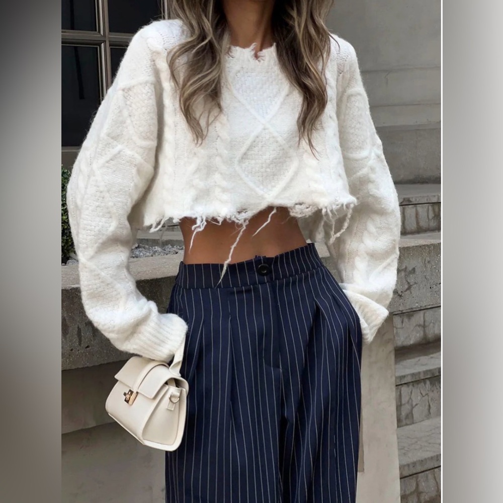 Commense NWT Pin Striped Wide Leg Pants Navy